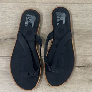 Sorel Ella Women’s Black Leather Flip Flop